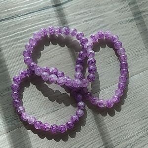 Purple Beaded Bracelets Set